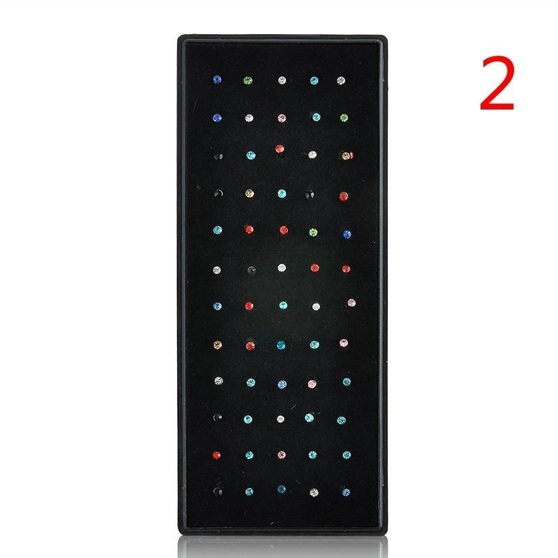 60 Stainless Steel L-Shaped Nose Studs (1.5/2.0/2.5mm) with Diamond Inlay Curve Nose Rings