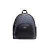 Court 27 Printed Zipper Closure Canvas And Pebble Leather Backpack Women Backpack Blue CF344-IMNAV