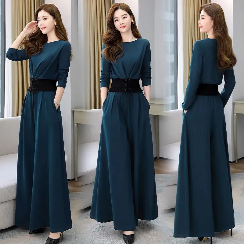 European Women's Two-piece Suit with Wide Trousers Spring Collection Autumn Plus Size Rejuvenation Fashion