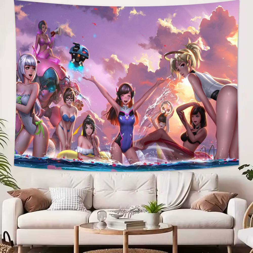 TOP Cool Popular FPS OOverwatch 2 Gaming Tapestry Popular Room Decoration Wall Tapestry Art Room Home Decor Wall Art Decor