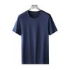 Men Summer T-shirt Round Neck Short Sleeves Solid Color Stretchy Thin Quick Dry Simple Style Casual Daily Wear Sport Top