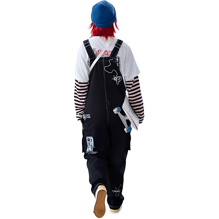 Li Ning X X-Girl Damen Dominance Kollaborationsserie Sportmode Bedruckt Gewebt Atmungsaktiv Locker Overalls Damen Overalls Schwarz AKXQ454-2