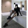 Ladies' Black Rivet Fishing Net Knee High Socks Hollow Socks Long Black Silk Suspender Sexy Silk Mesh Stockings