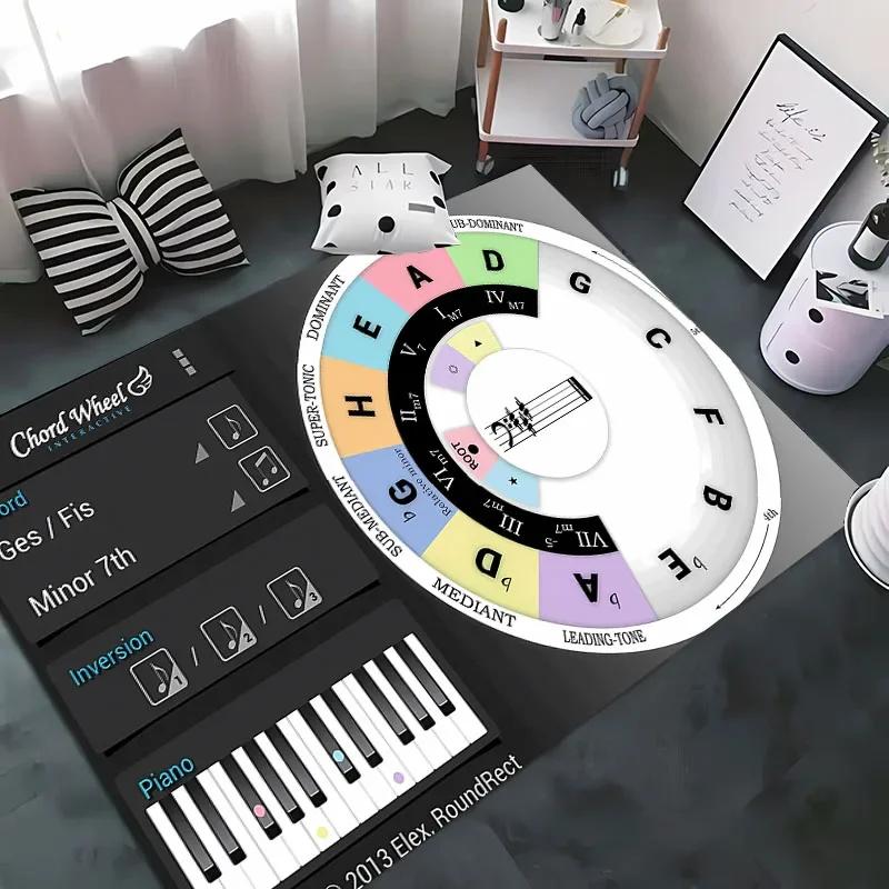 3D Music Basic Guitar Chord Theory Chart Piano Rug,Rug Living Room Tapete for Bedroom Sofa Doormat Decor,Kids Non-slip Floor Mat