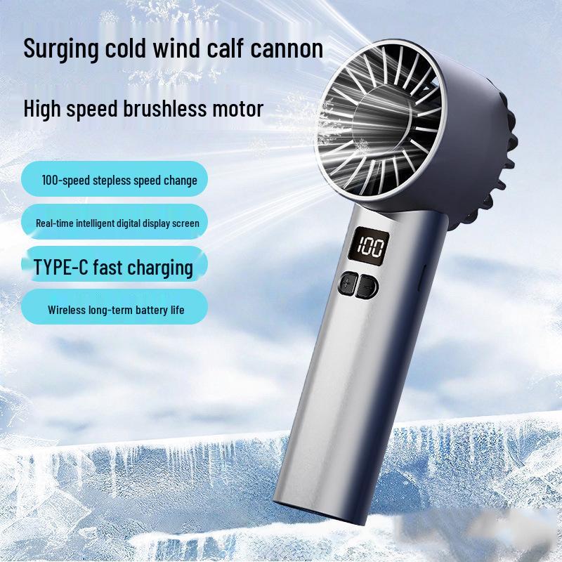Ultra-High-Speed Handheld Mini Fan with Large Wind Power and USB Charging - Model JK107 Mist Gray: Long-Lasting, Quiet, Lightweight