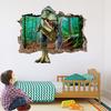 Jurassic Tyrannosaur Broken Wall Hole Art Stickers Jungle Dinosaur World Mural Self Adhesive For Home Decoration Aesthetic Rooms