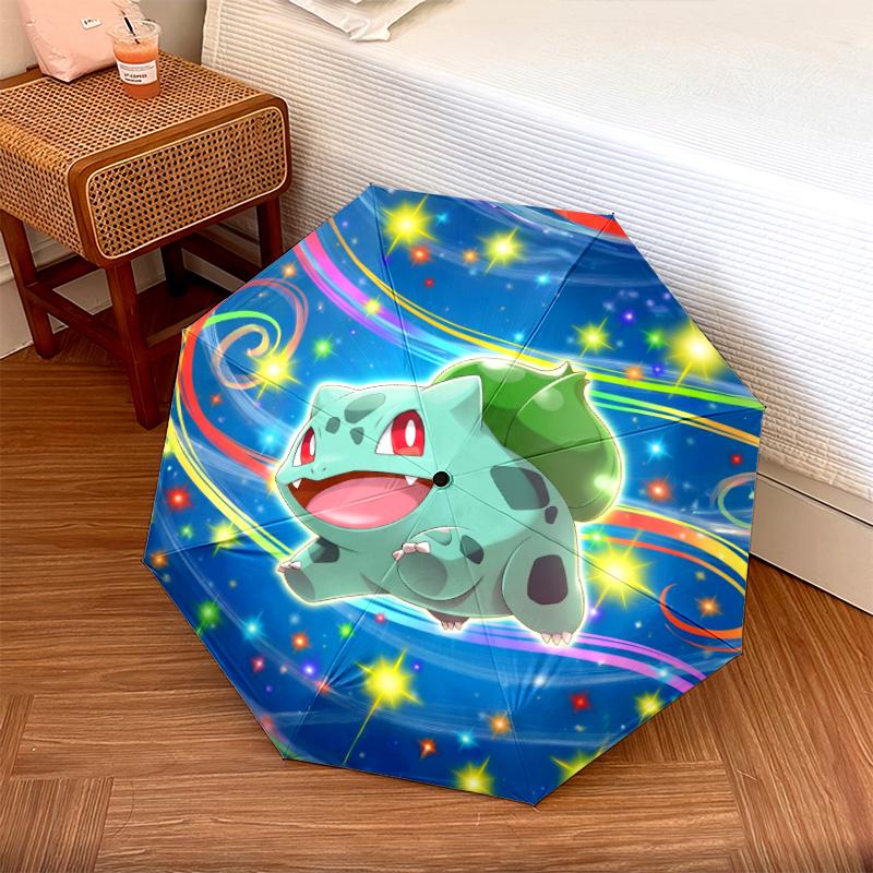 

1PC Automatic Folding Umbrella Bulbasaur Pattern 8 Ribs Portable Foldable Travel Umbrella Christmas Birthday Gift разноцветный