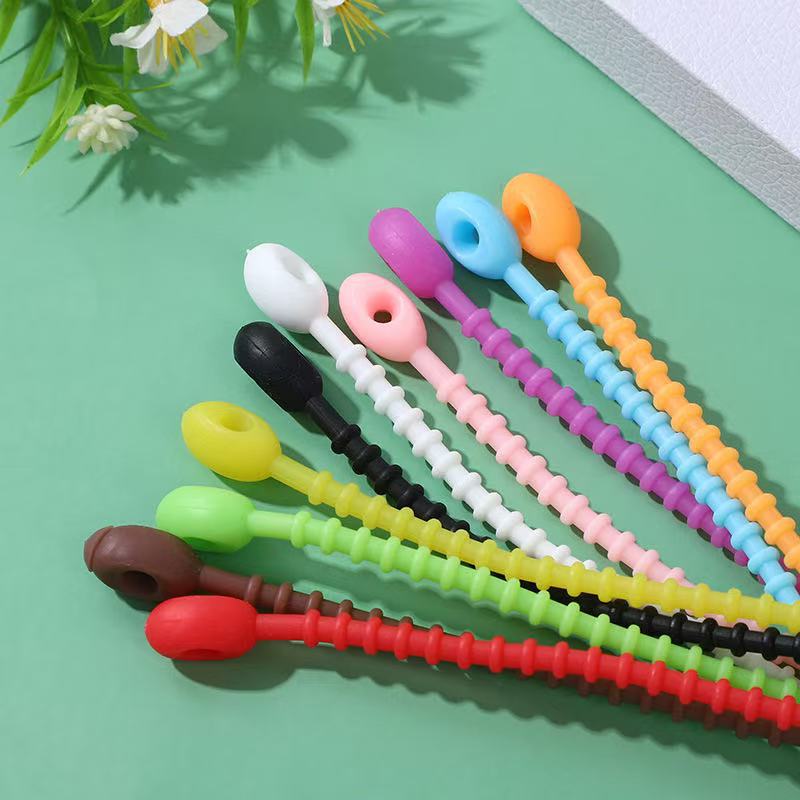 12cm Multicolor Silicone Cable Ties Reusable Adjustable Wire Organizer Straps Durable Cord Management Holders for Home Office Computer Cable Storage
