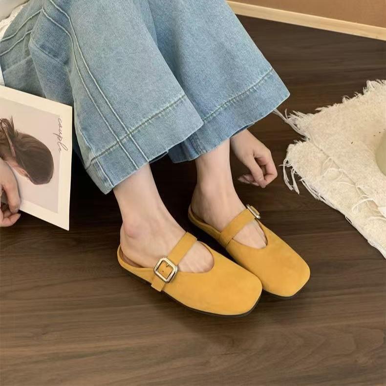 Baotou półkapcie damskie do noszenia na zewnątrz wiosna i lato nowe leniwe na jeden pedał wszechstronne półwsuwki