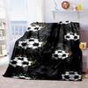 1PCCustom Soccer Ball Fleece Blanket with Flames Personalized Name Text Sports Print Throw Soft Warm All Season Bedding Gift