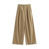 Chuyu Women's Pleated Wide-Leg Cotton Casual Pants