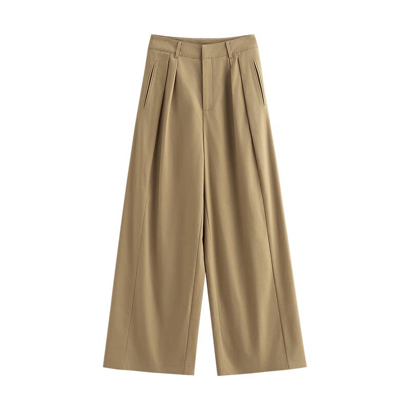 Chuyu Women's Pleated Wide-Leg Cotton Casual Pants