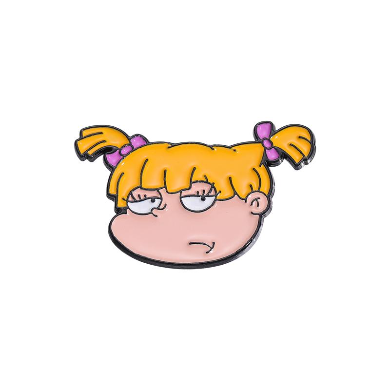 Naughty Cool Girl Enamel Pins Custom Yellow Haired Girl Brooches Lapel Badges Cartoon Funny Jewelry Gift for Friends