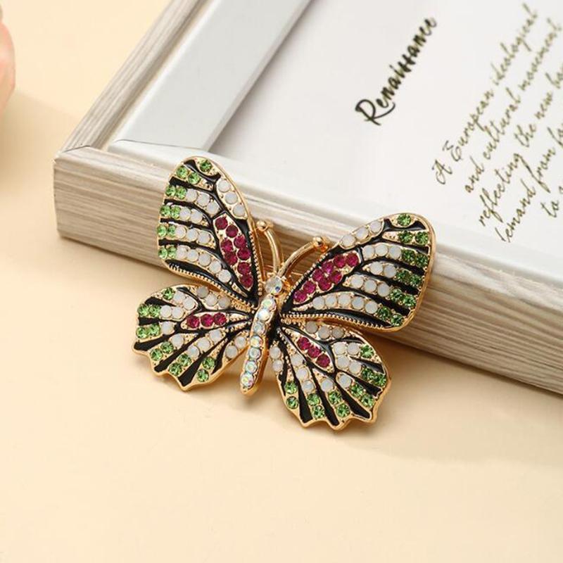 Fashion Exquisite Colorful Diamond Butterfly Brooches Cute Animal Corsage Pin For Women Girls Clothing Jewelry Accessories Gifts