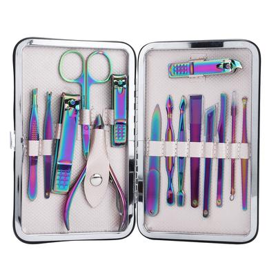 Conjunto de 15 Peças Cortadores de Unha Portáteis Tesouras de Manicure Kit de Ferramentas de Higiene Aço Inoxidável À Prova de Ferrugem