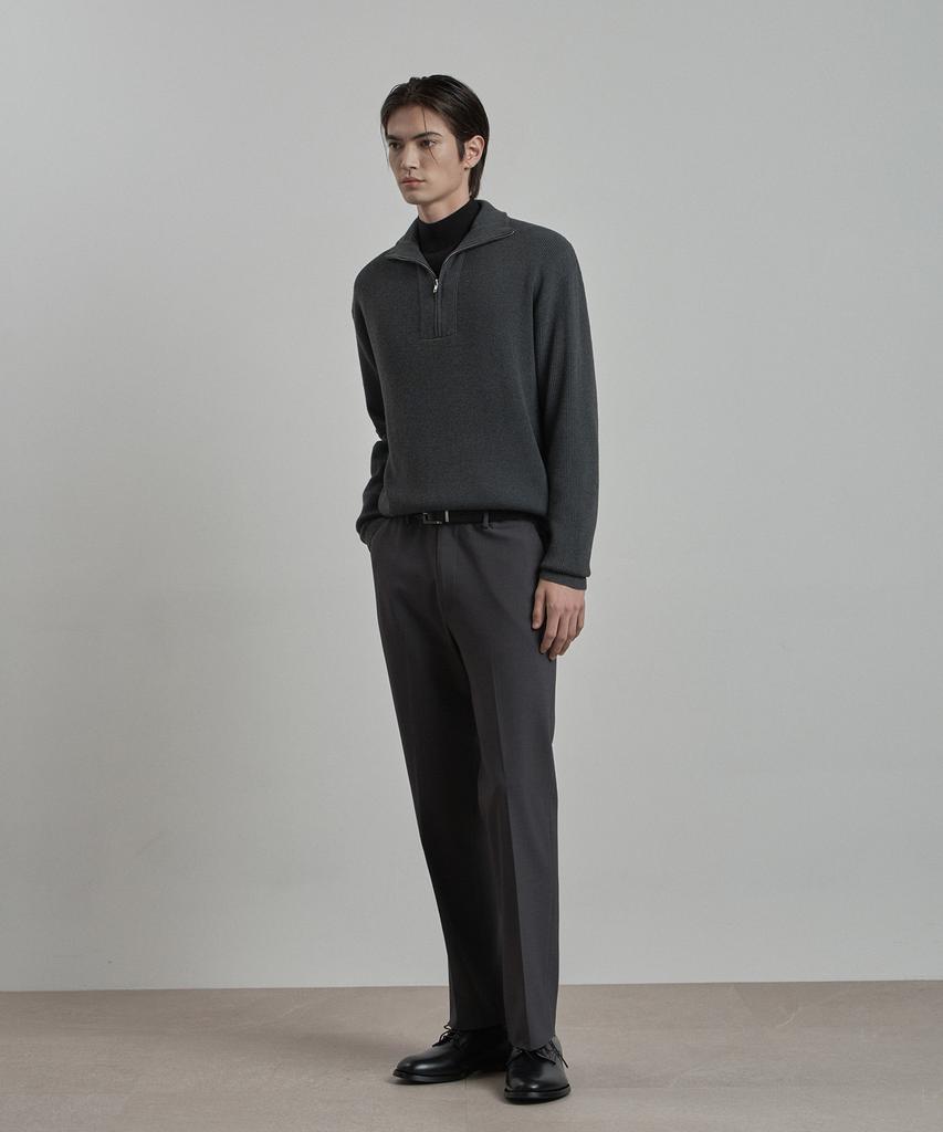 WORK ON BODY OFF Ruga Semi-Overfit Half Zip-Up Knit [Charcoal]