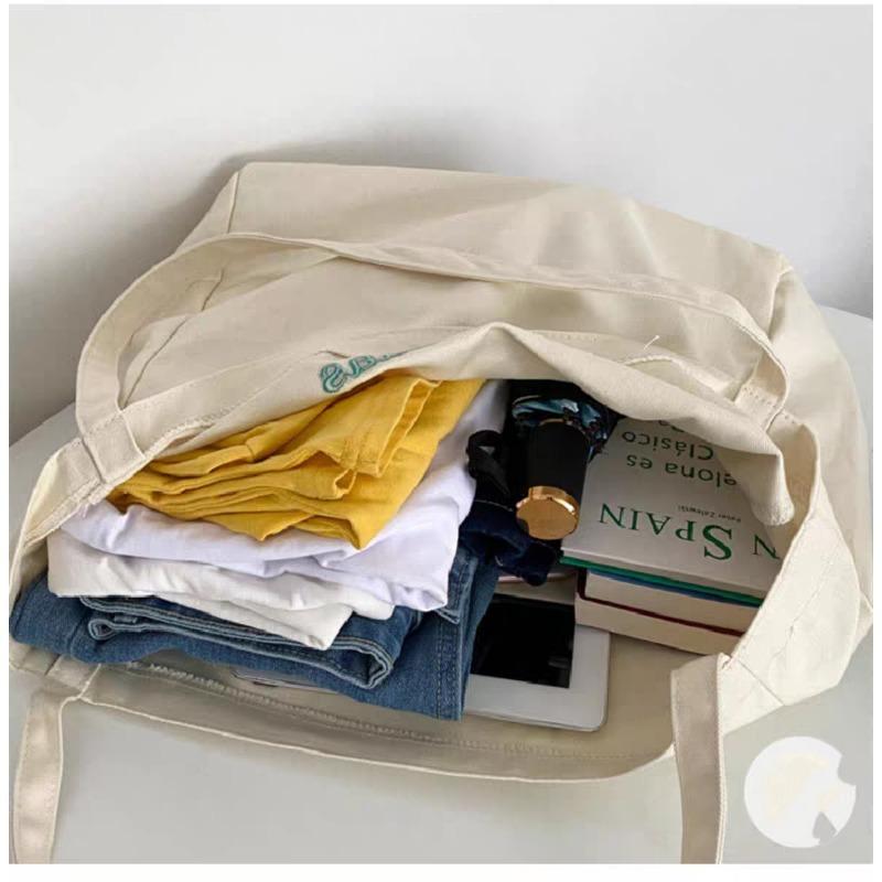 Candy-colored Letter Single-shoulder Canvas Tote Bag