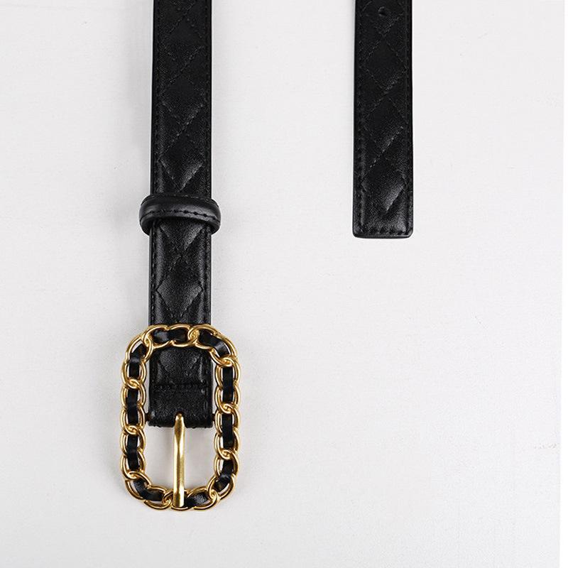 Belt Women's Retro Pin Buckle Belt Decoration with Skirt Black Simple Belt Jeans Belt