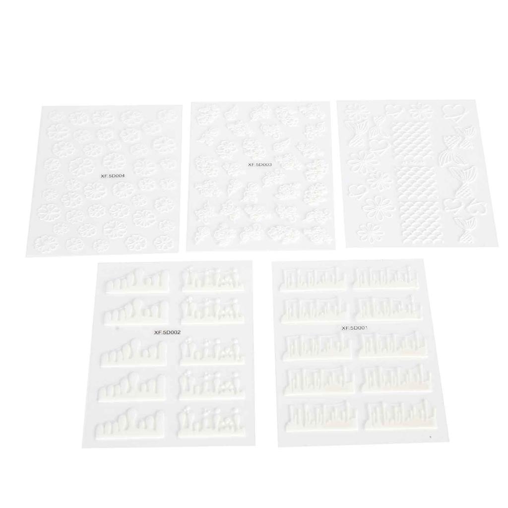 5 Sheet Embossed Nail Decal Exquisite DIY Nail Art Sticker Decoration Manicure Tool