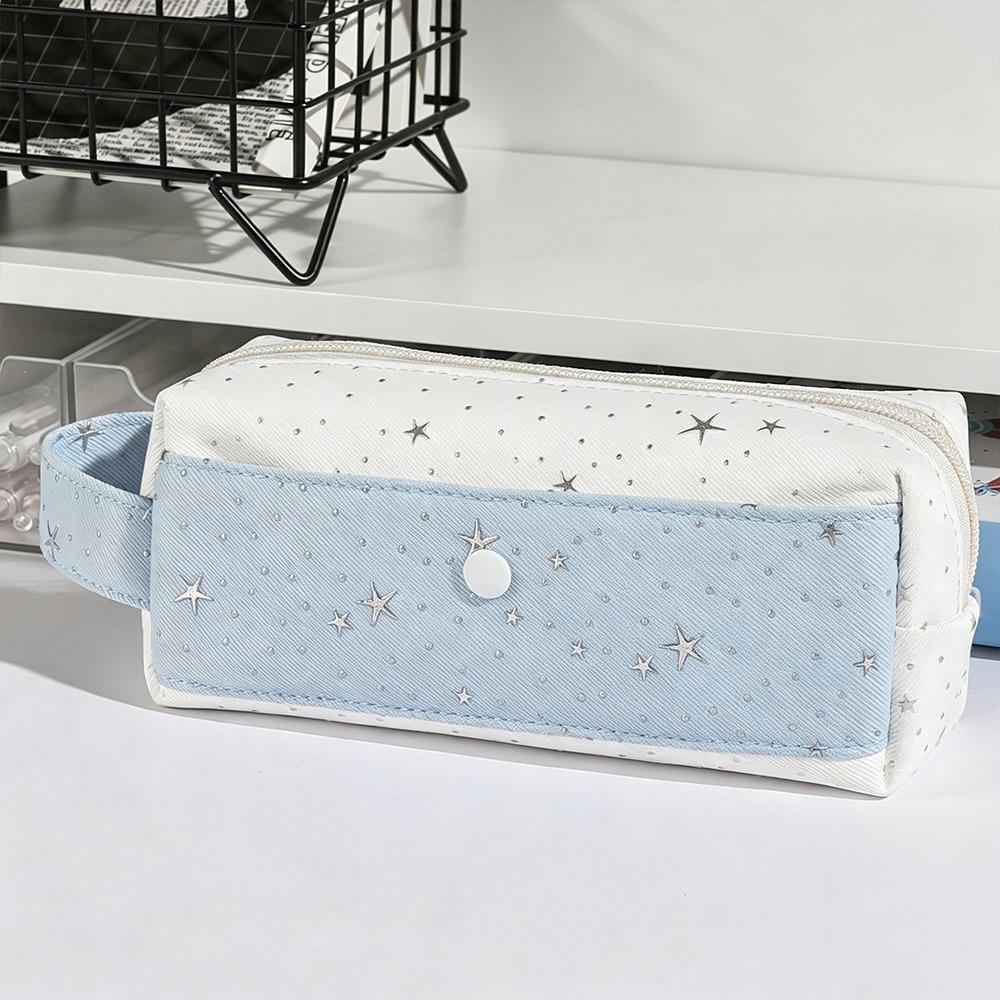 Multifunctional Star Print Pencil Case Handheld Portable Pen Bag Large Capacity Stationery Bag School Office