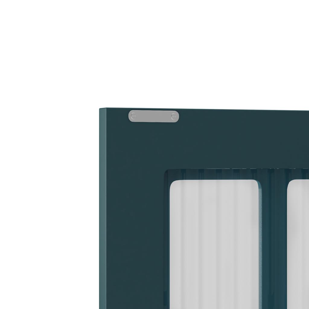 Bathroom Wall Cabinet, 3-Door, Open and Hidden Storage, Glass Door, Towel Bar, for Entryway Living Room Bathroom Dining Room, Dark Green