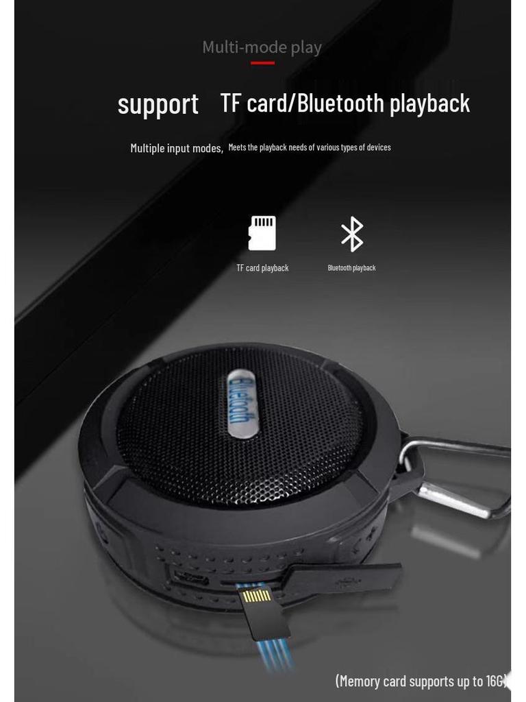 Boxă Bluetooth C6 Impermeabilă: Portabil, Ventuză, Fără fir, Exterior, Apeluri hands-free, Cataramă de agățare