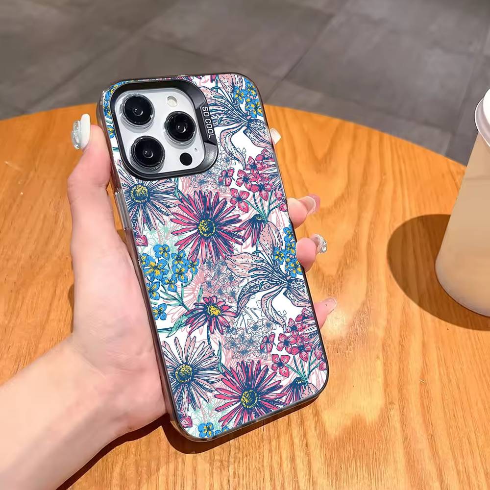 Flowers A-Art Phone Case For iPhone17,16,15,14,13,12,11,Pro,MAX White Matte Shockproof Cover