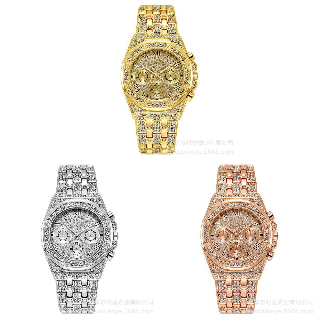 Mans Quartz Watch With Rhinestone Accents And Zinc Alloy Band For Casual Wear