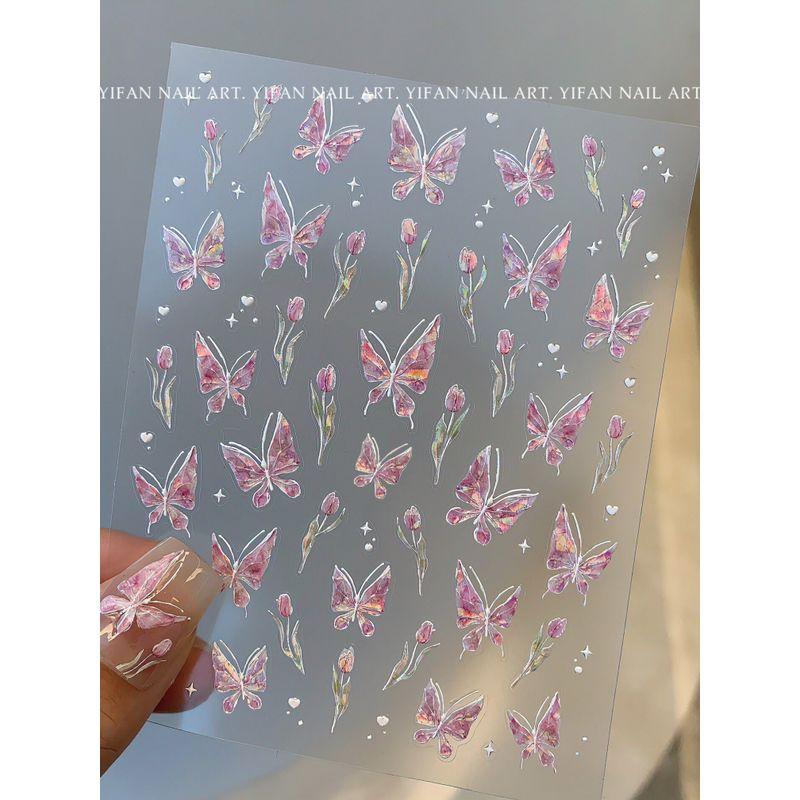 

J165 Tulip Shell Butterfly Three-Dimensional Nail Sticker J165-1. [Tulip Pink Butterfly. 1]]