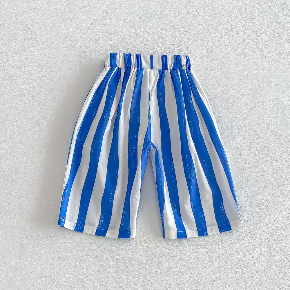 

Kids Korean-Style Striped Wide-Leg Capri Pants: Comfortable and Breathable for Spring, Summer, and Autumn 90 cm