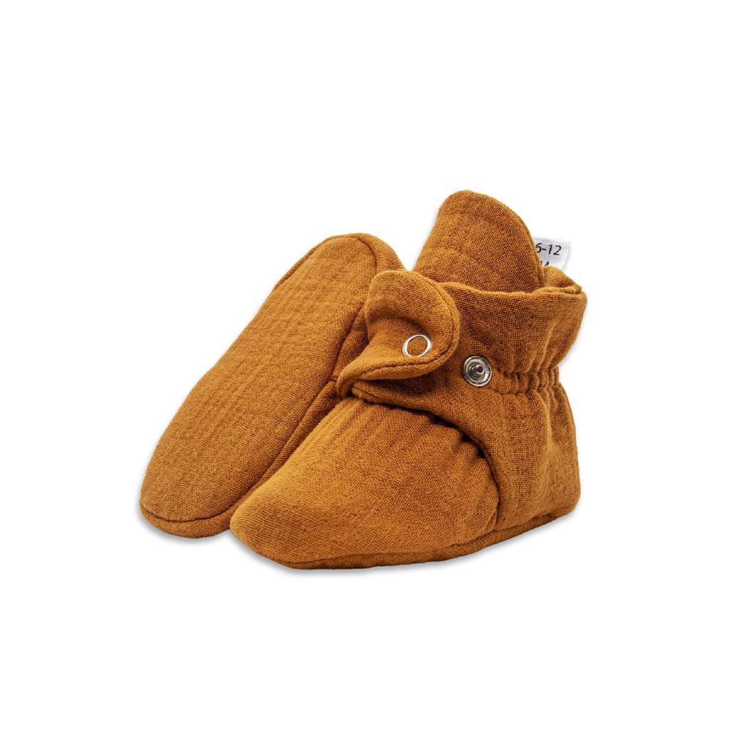 Babyschuhe aus Bio-Baumwoll-Musselin, Hausschuhe für Neugeborene, Beige