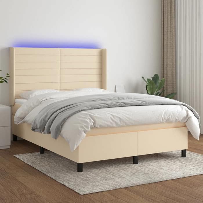 VidaXL Sommier à Lattes de Lit avec Matelas et LED, Lit Rembourré, Lit Double, Lit Adulte de Chambre à Coucher Intérieur, 3138394