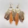 Feather Earrings Travel Vacation Accessories Retro Ethnic Style Fringed Long Earrings Women