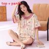 Cotton Womens Summer Sleepwear Set With Short Sleeve Top And Shorts For Lounge Comfort