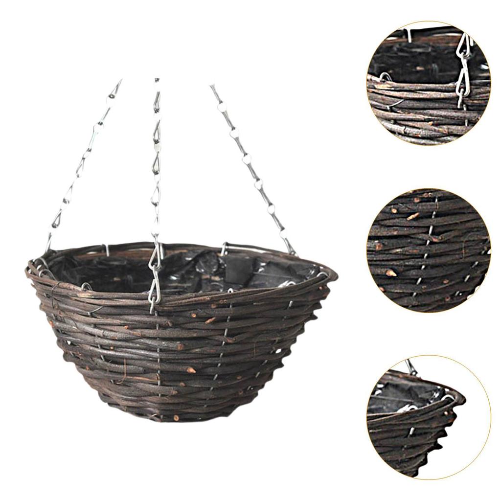 Rattan Flower Basket with Hanging Chain Wall for Party Doorway Window 8
