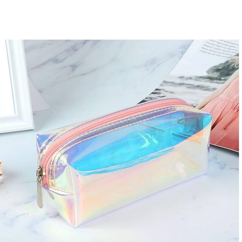 Transparente TPU Make-up Tasche Laser Bunter Federmäppchen Tragbare Aufbewahrung Für Studenten