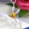 Natural Yellow Crystal Pendant Necklace - S925 Sterling Silver Clavicle Chain for Women
