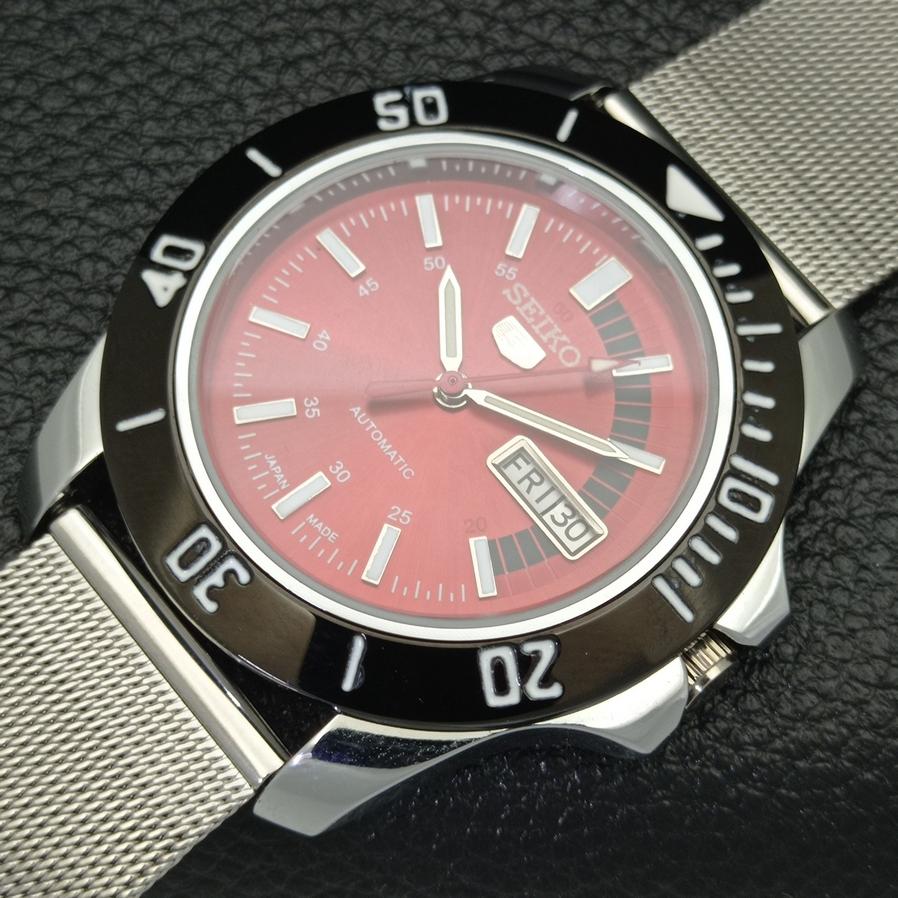MĘSKI ODNOWIONY SEIKO 5 JAPAN 6309A AUTOMATYCZNY CZERWONY ZEGAREK NA RĘKĘ a426508-2