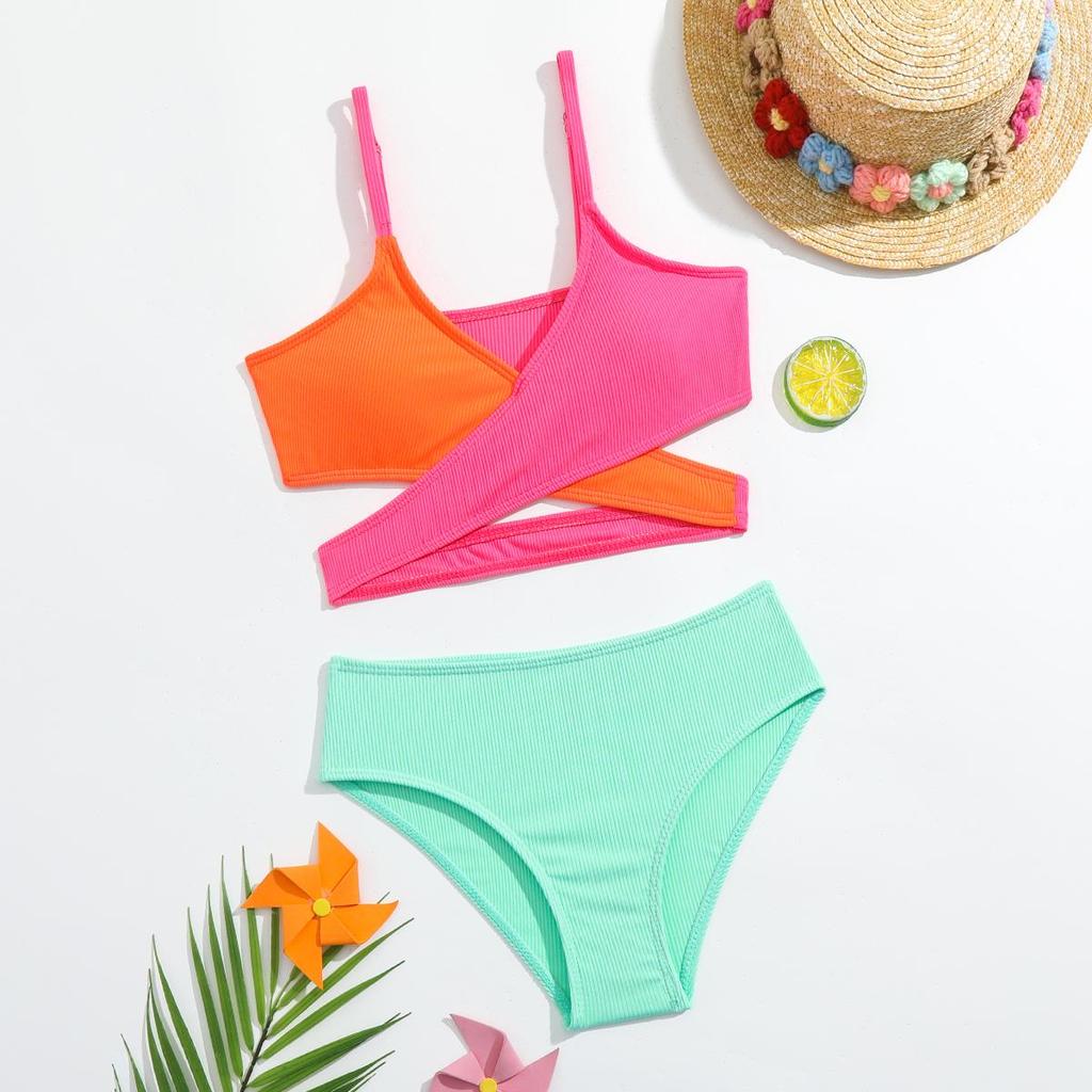 7-15Y Teen Girls  Print Swimwear Children Two Piece Swimming Suits for Girl Hot Summer Beach Swimsuit Biquini