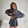 2024 Autumn Women's Knit Long-Sleeve Sweatshirt & Shorts Jogging Set