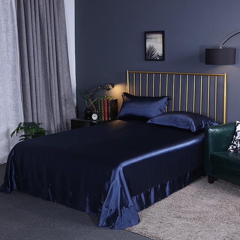 Luxury Natural Mulberry Silk Bed Sheet Set or Only A Bedsheet High-end Stain Queen Ruffles Bed Sheet and Pillowcase Bed Linens