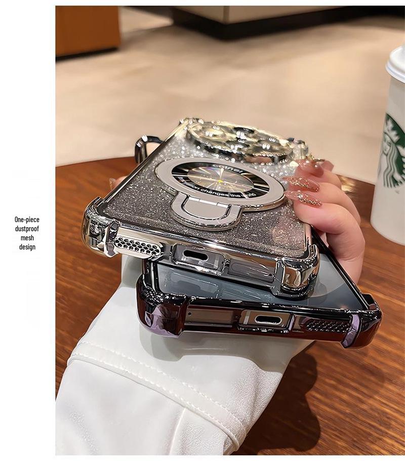 Honor 600 Lite/X8D/X9D/X7C Phone Case: Electroplated Glitter with 400SMART Magnetic Bracket