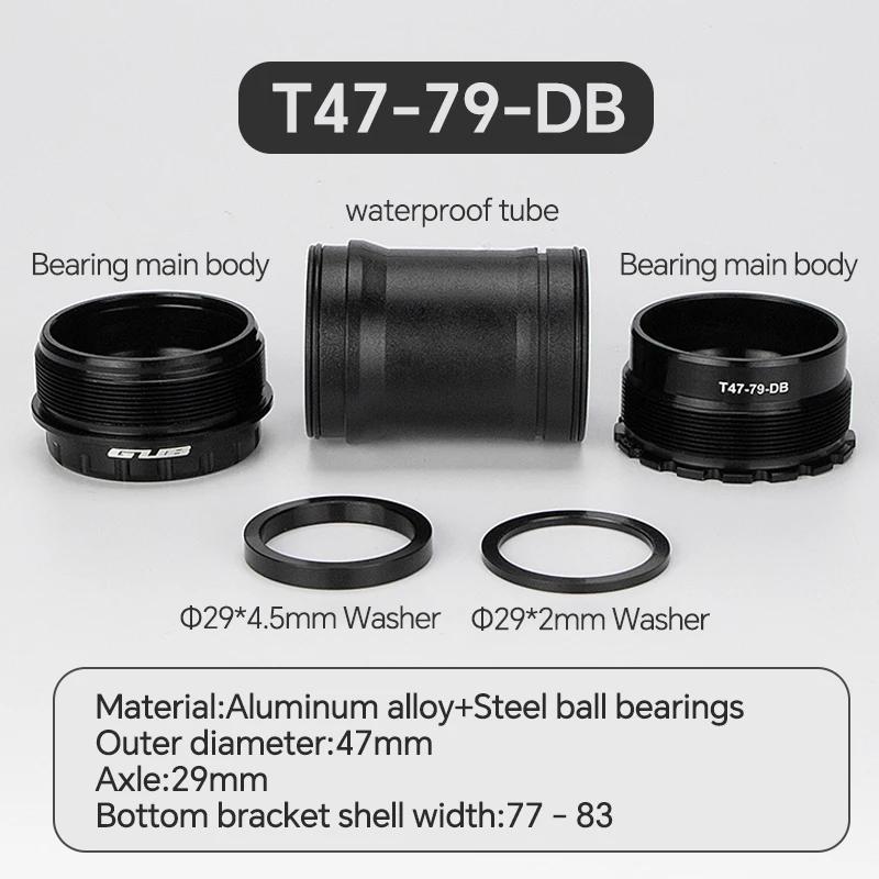 GUB Mountain Bicycle Bottom Bracket Road Bike T47 Thread BB Ceramic Bearing for Shimano 24mm BB30 30mm and Sram DUB 29mm 77-83mm T47-79-DB Steel