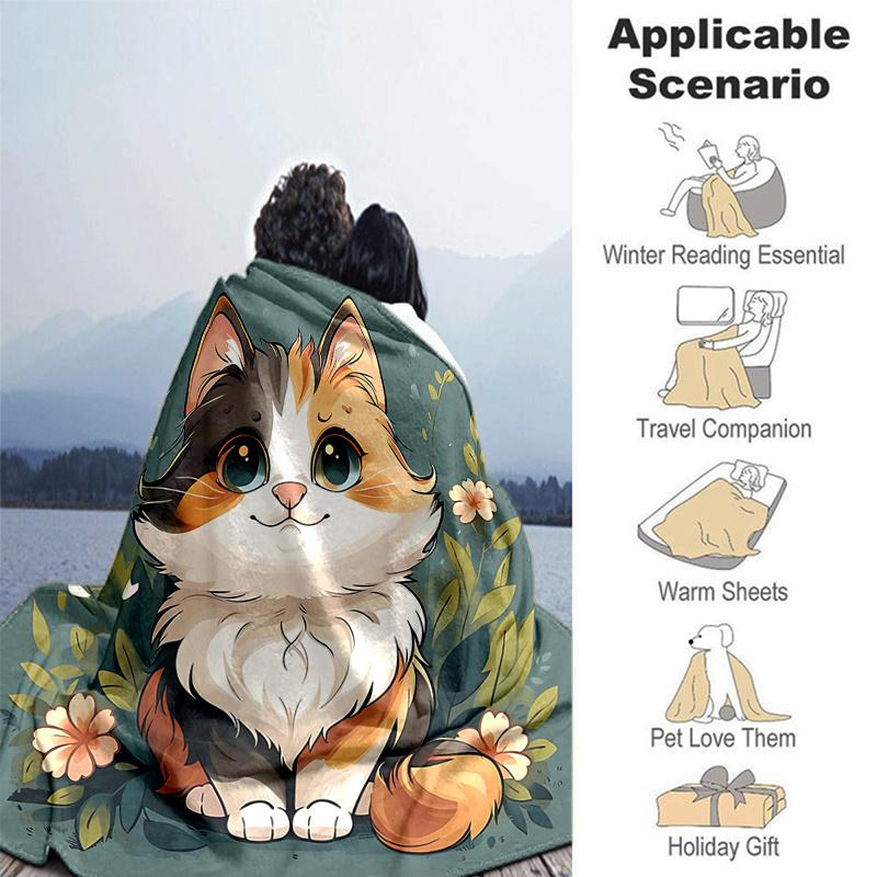 1pc Little Orange Cat Blanket Soft Throw for Home Decor, Living Room, Travel, Camping, Car Blankets, Beach