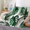 Green Leaves Plant Flannel Throw Blanket All Season Warm King Queen Size Super Soft Lightweight Blanket for Bed Living Room Sofa