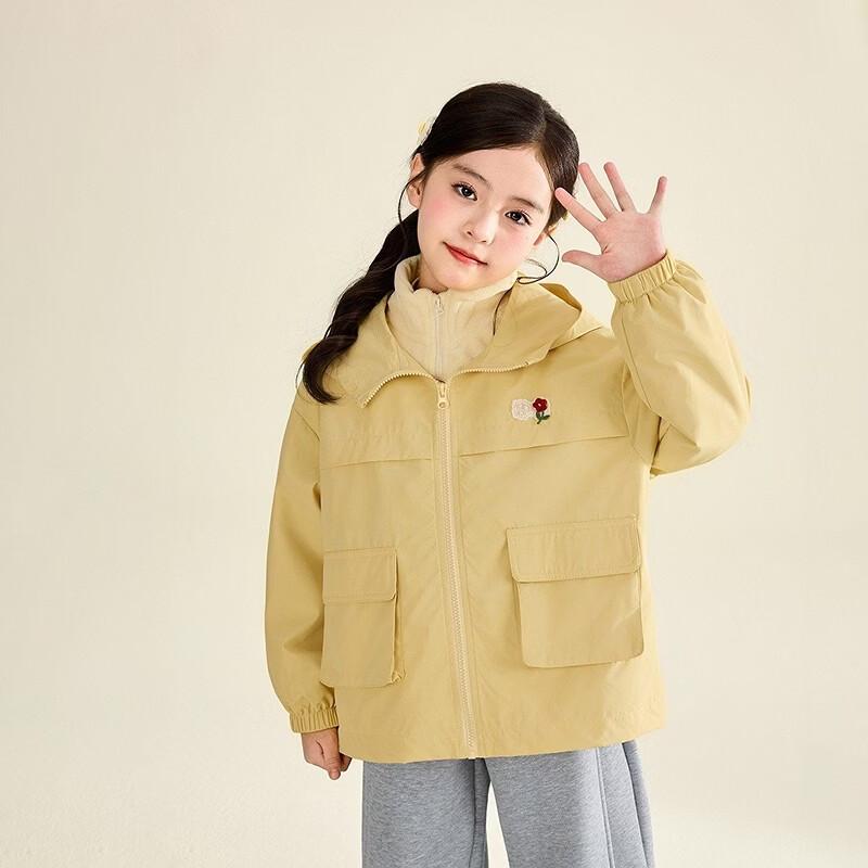 Girls' Winter Hooded Windbreaker Jacket