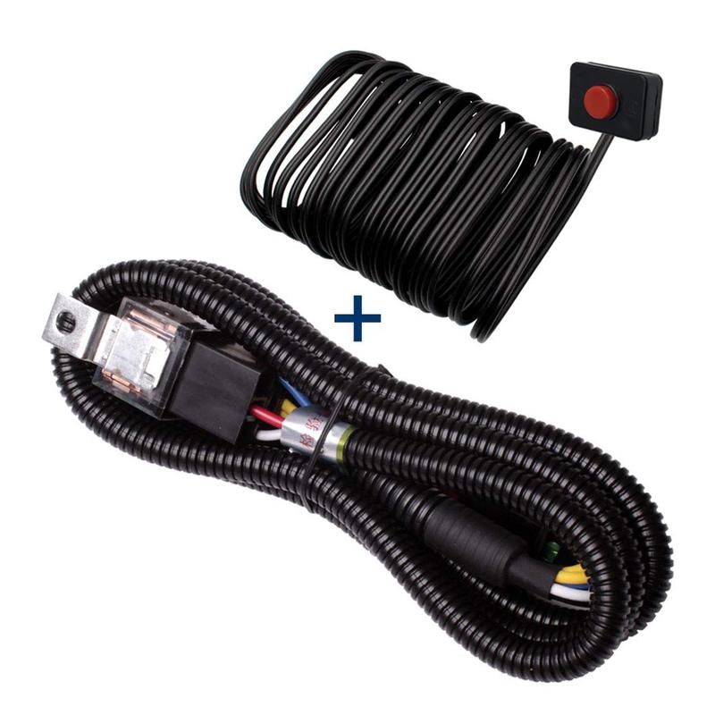 Car Horn Relay Wiring Harness Kit and Horn Push Button with 3 Meters Wire for Car Truck Grille Mount Blast Tone Horns