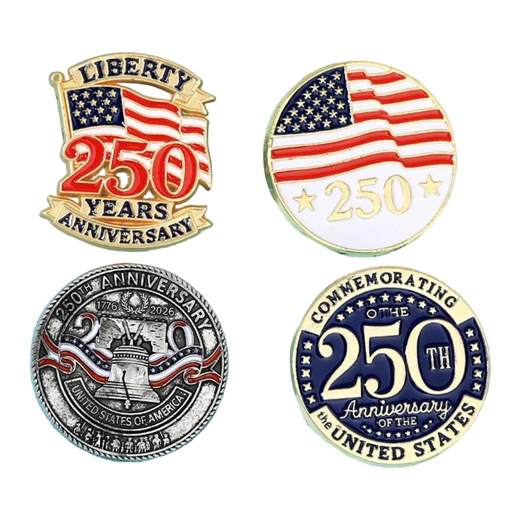 4x USA 250TH Anniversary Pins Commemorative Badges for Backpack Bag Hats