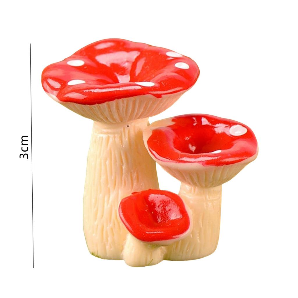 Mini Artificial Mushroom Figurine Resin Simulate Fake Mushroom Miniatures Fairy Garden Miniature Landscape Lawn Decorations