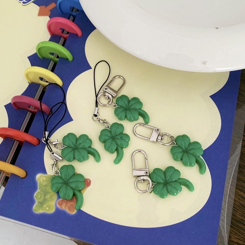 Original Green Leaf Lucky Phone Charms Pendant Cute Keychain Accessories For iPhone 12 CCD Camera Schoolbag Ins Korea
